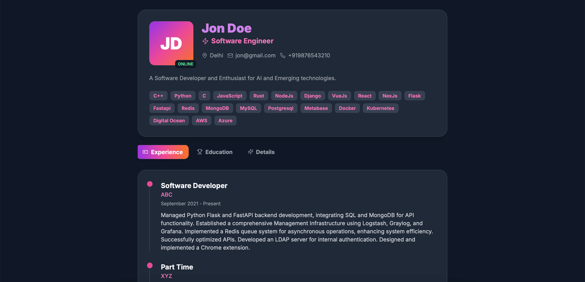 Minimal theme preview